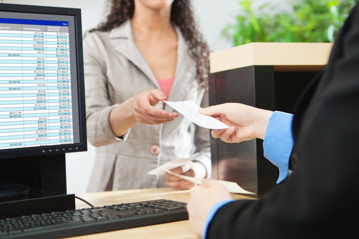 Woman making a Medicare premium payment through her bank