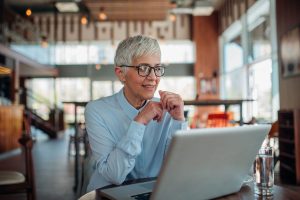 Woman working on her laptop